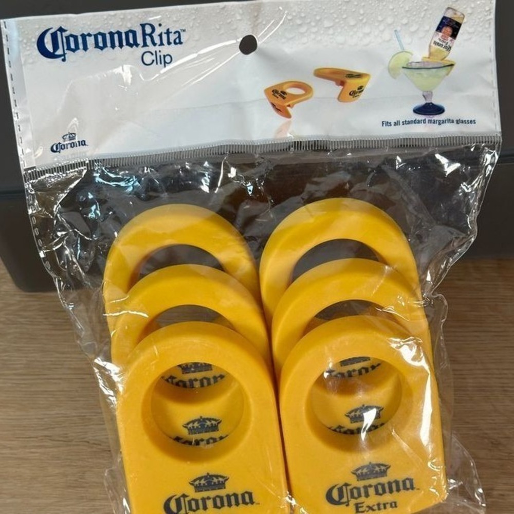 6 CORONA EXTRA Beer Yellow Margarita‎ Coronita Coronarita Bottle Glass Clips NEW